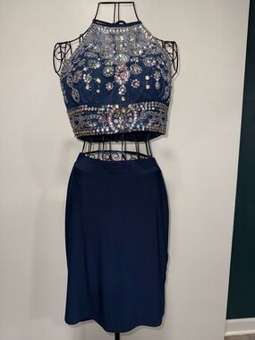 2Pc Homecomings or Prom Dress. Bright Blue with Gorgeous gems